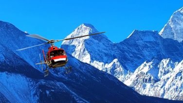 mountain flight with helicopter